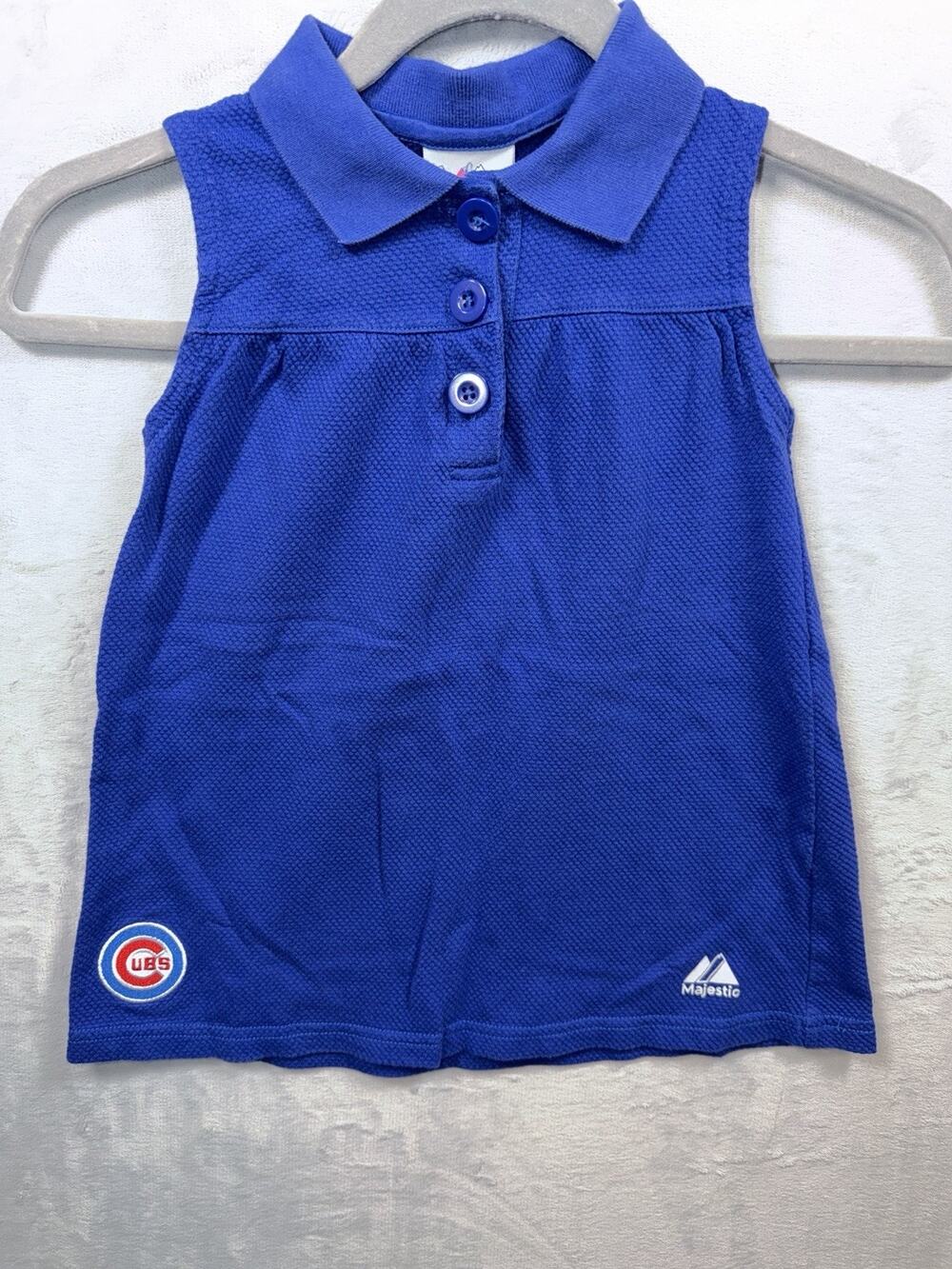 Chicago Cubs Girls Majestic Blue Collard Polo Dress